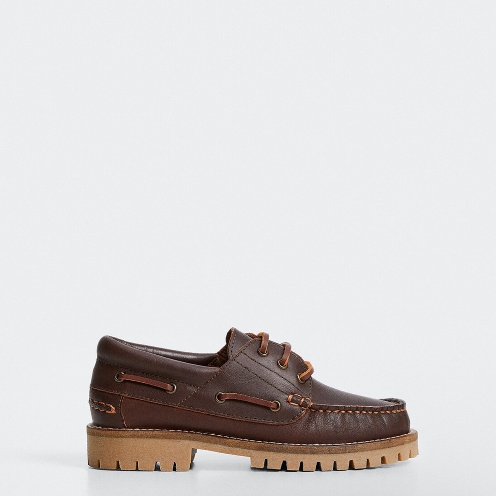 NWT Boy's Brown Leather Boat Shoes size 2